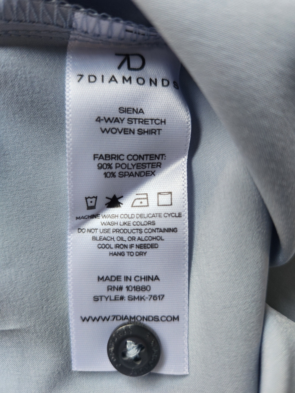 7 Diamonds Mens Grant Solid Stretch Performance Short Sleeve Shirt XXL NWT Blue - Picture 9 of 11
